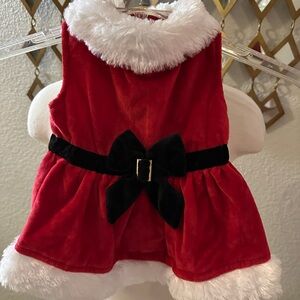 Festive Red Velvet Dress with Faux Fur Trim